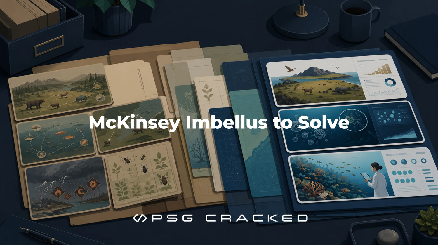 Editorial illustration showing the evolution from the legacy Imbellus assessment to the modern McKinsey Solve games.